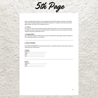 Payment Contract Template Editable Payment Agreement Contract Printable Payment Plan Agreement Debt Repayment Agreement Payment Terms Form