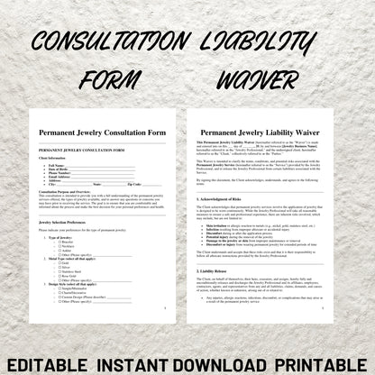 Permanent Jewelry Business Starter Kit Editable Permanent Jewelry Consent Form Printable Permanent Jewelry Liability Waiver Jewelry Care