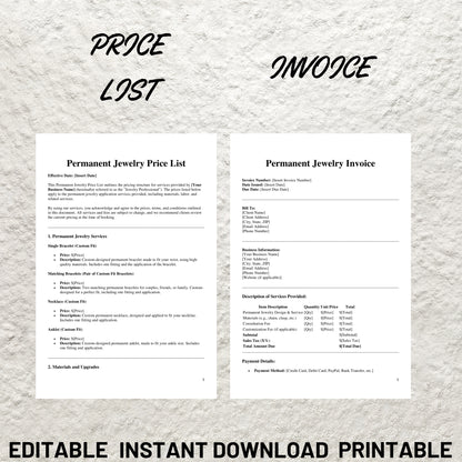 Permanent Jewelry Business Starter Kit Editable Permanent Jewelry Consent Form Printable Permanent Jewelry Liability Waiver Jewelry Care