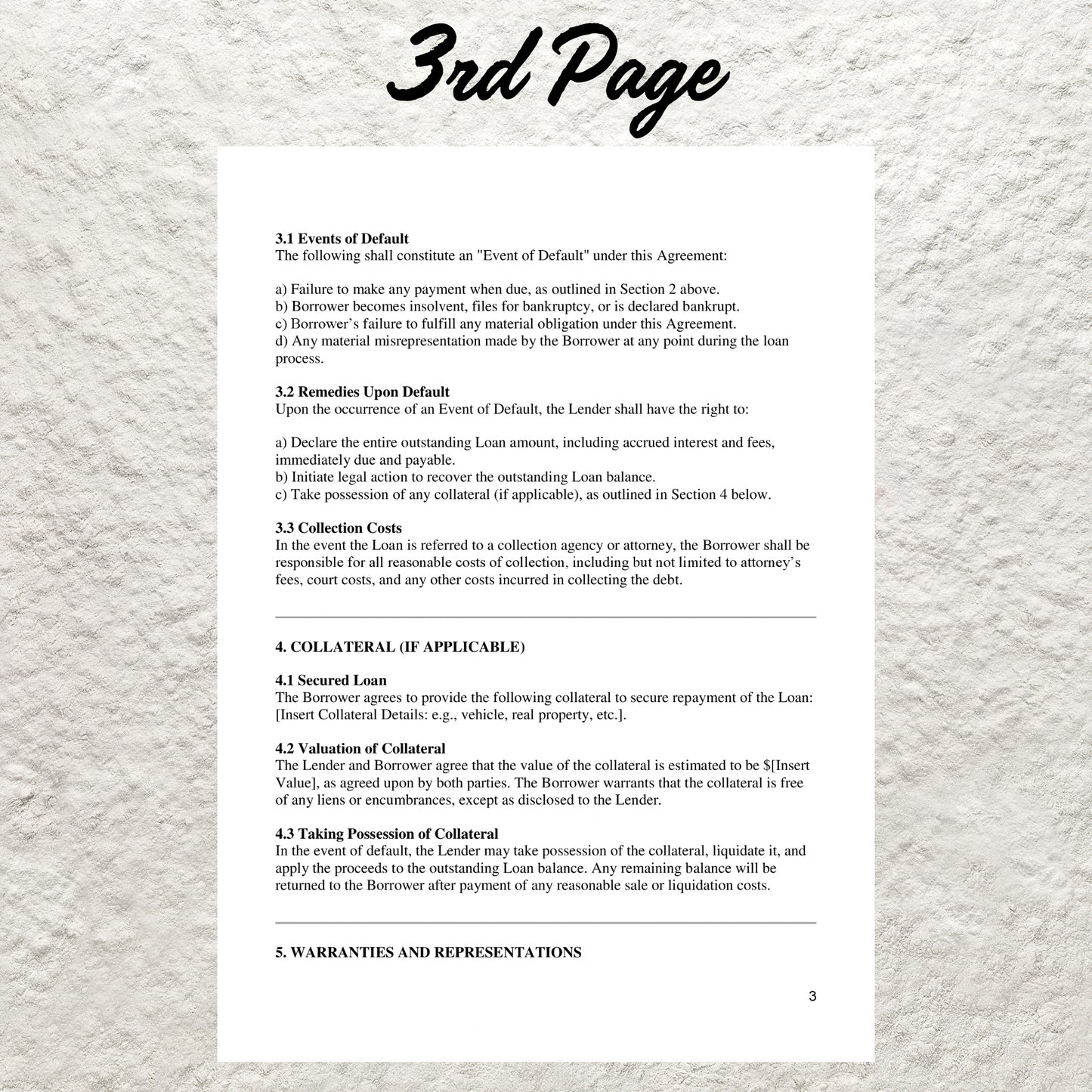 Personal Loan Agreement Template Editable Personal loan Contract Printable Loan Agreement Personal Loan IOU Form Promissory Note Contract