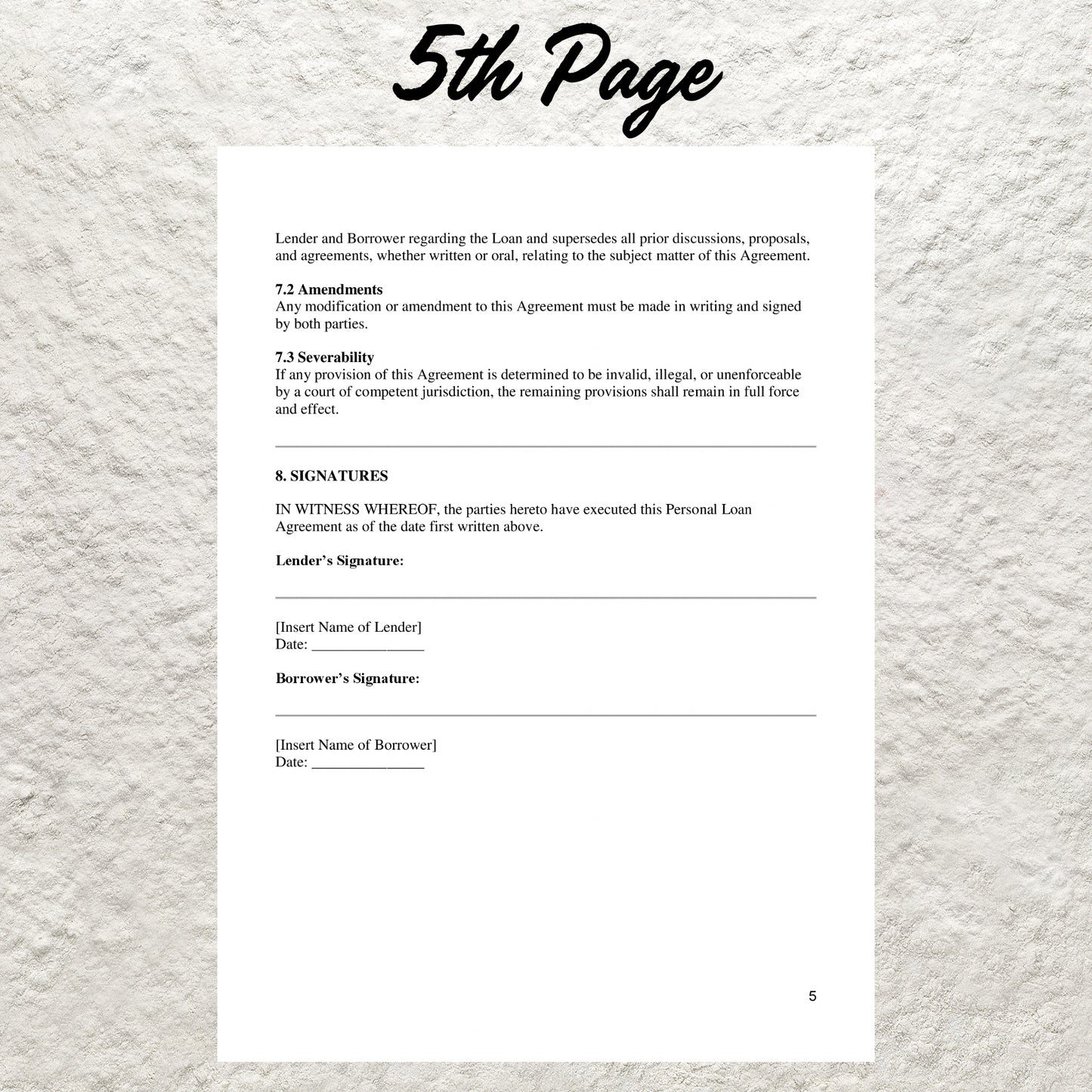 Personal Loan Agreement Template Editable Personal loan Contract Printable Loan Agreement Personal Loan IOU Form Promissory Note Contract