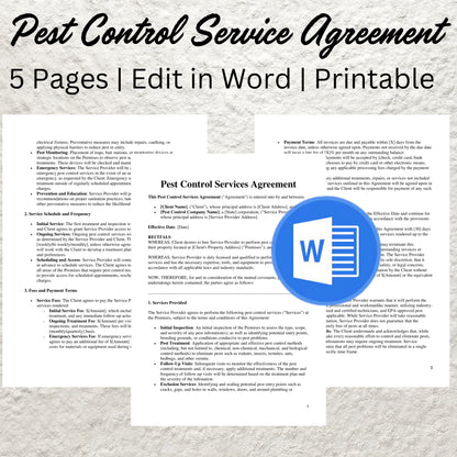 Pest Control Service Agreement Template Editable Pest Control Contract Printable Pest Control Business Forms Pest Control Proposal Contract