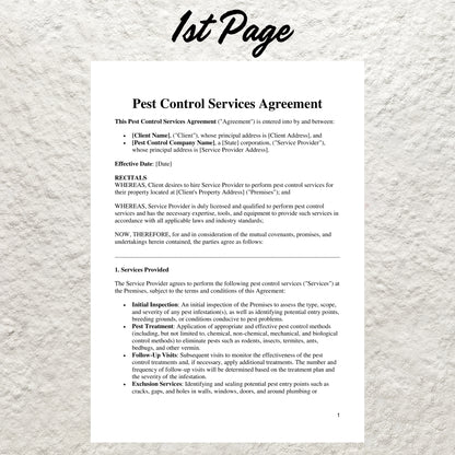 Pest Control Service Agreement Template Editable Pest Control Contract Printable Pest Control Business Forms Pest Control Proposal Contract