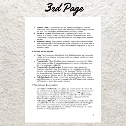 Pest Control Service Agreement Template Editable Pest Control Contract Printable Pest Control Business Forms Pest Control Proposal Contract