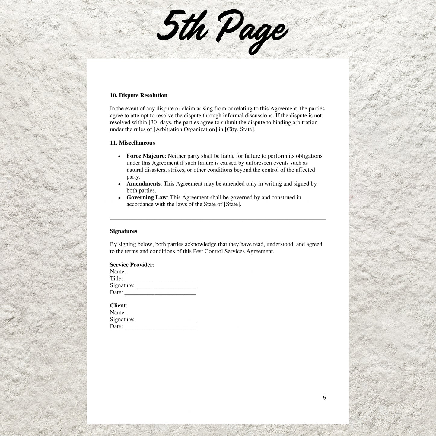 Pest Control Service Agreement Template Editable Pest Control Contract Printable Pest Control Business Forms Pest Control Proposal Contract