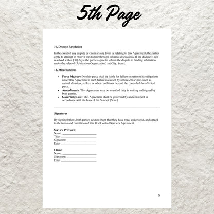 Pest Control Service Agreement Template Editable Pest Control Contract Printable Pest Control Business Forms Pest Control Proposal Contract