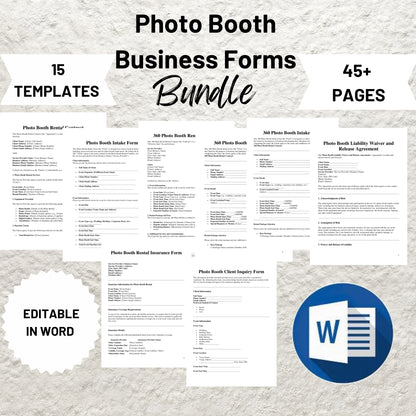 Photo Booth Business Forms Bundle Editable Photo Booth Contract Template Printable Video Booth Rental Contract Photo Booth Price List Forms