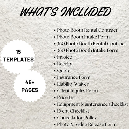 Photo Booth Business Forms Bundle Editable Photo Booth Contract Template Printable Video Booth Rental Contract Photo Booth Price List Forms