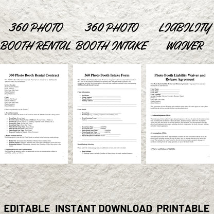 Photo Booth Business Forms Bundle Editable Photo Booth Contract Template Printable Video Booth Rental Contract Photo Booth Price List Forms