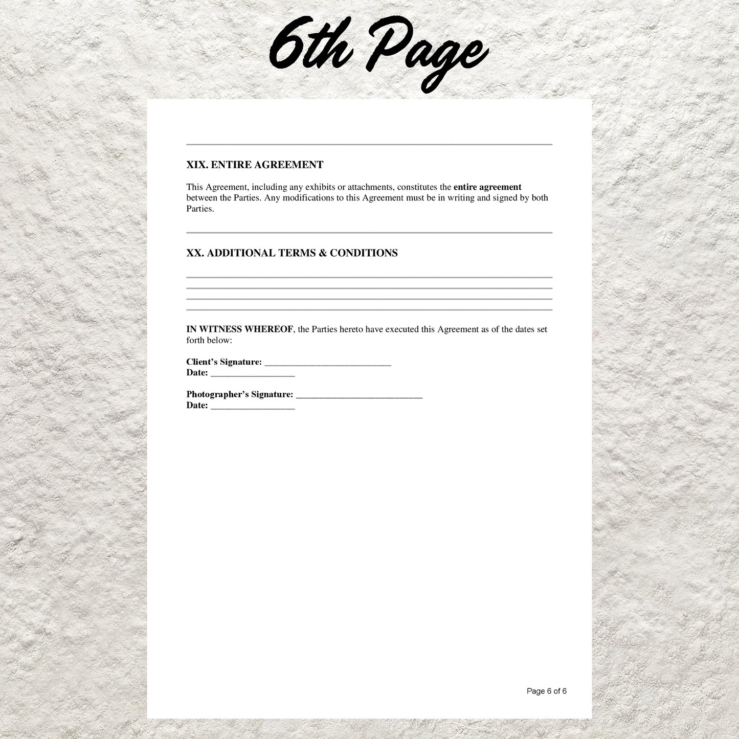 Photography Contract Template Editable Portrait Photography Agreement Form Printable Photographer Business Client Service Agreement Forms