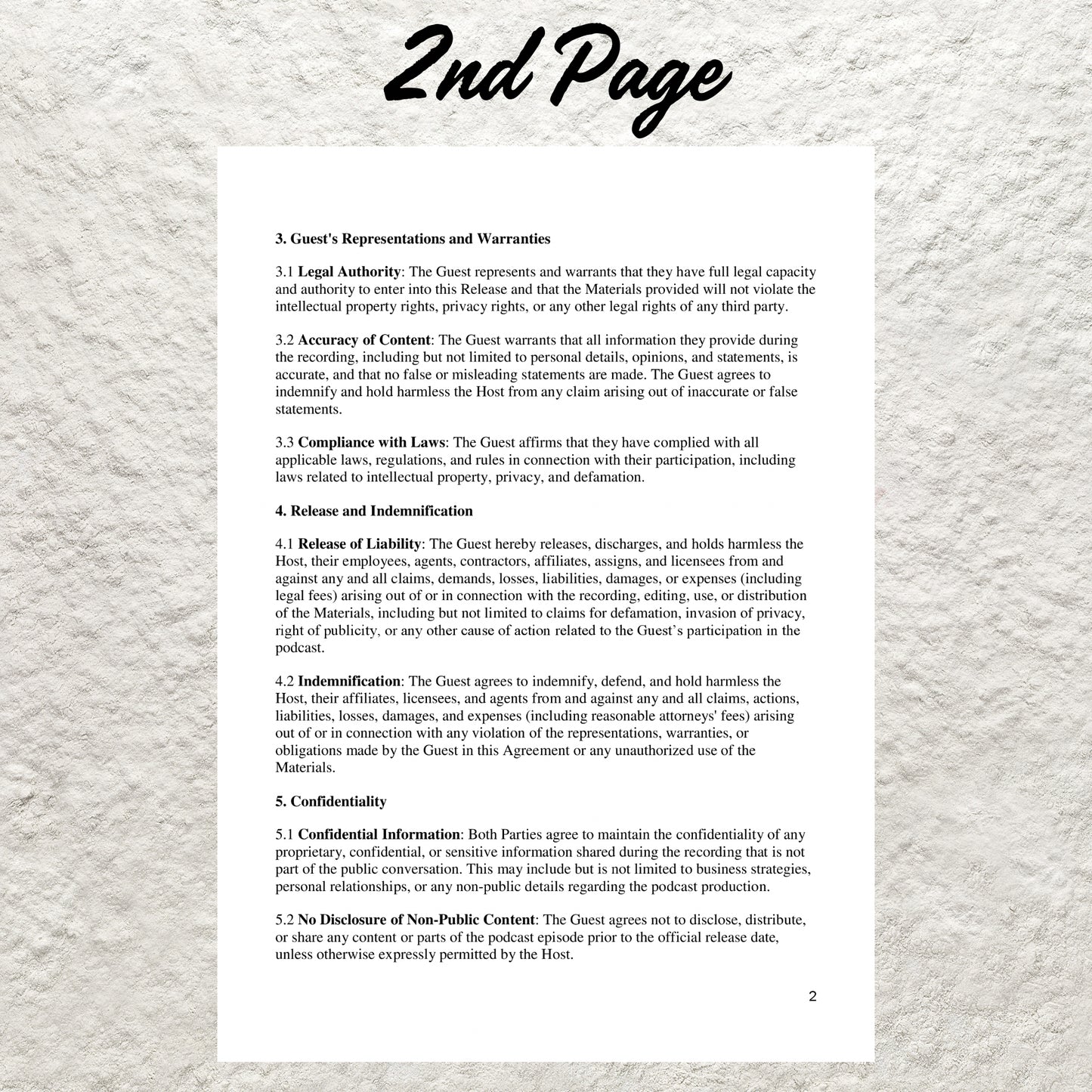 Podcast Guest Release Form Template Editable Podcast Guest Contract Printable Podcast Consent Appearance Form Podcast Guest Waiver Contract