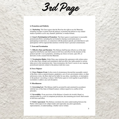 Podcast Guest Release Form Template Editable Podcast Guest Contract Printable Podcast Consent Appearance Form Podcast Guest Waiver Contract