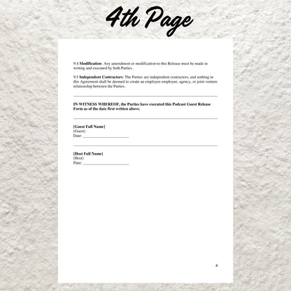 Podcast Guest Release Form Template Editable Podcast Guest Contract Printable Podcast Consent Appearance Form Podcast Guest Waiver Contract