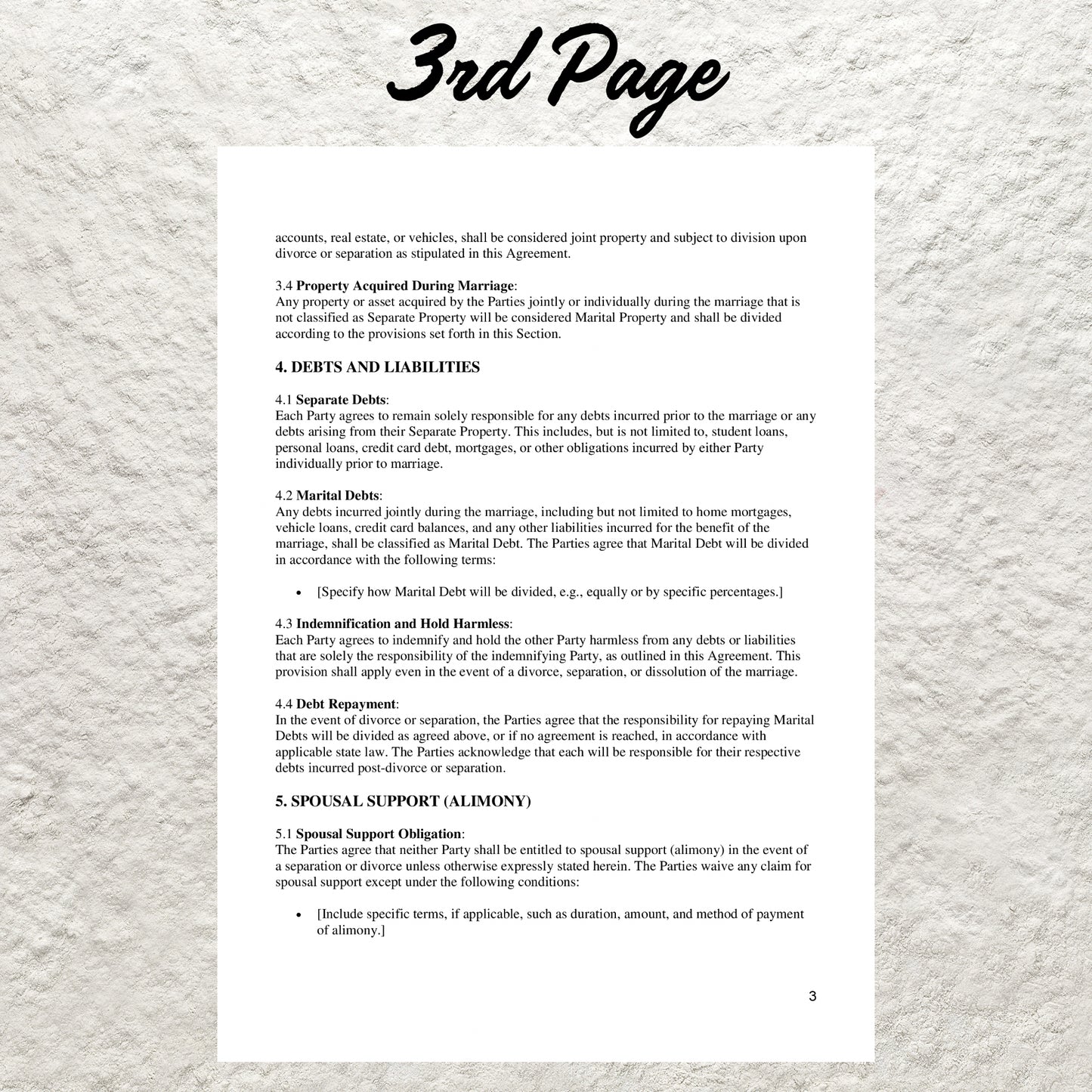 Postnuptial Agreement Template Editable Postnup Agreement Form Printable Postnuptial Contract Marital Asset Division Protection Agreement