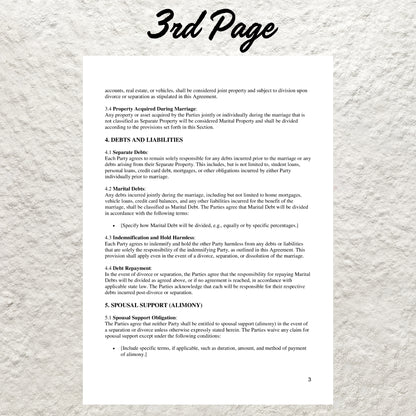 Postnuptial Agreement Template Editable Postnup Agreement Form Printable Postnuptial Contract Marital Asset Division Protection Agreement