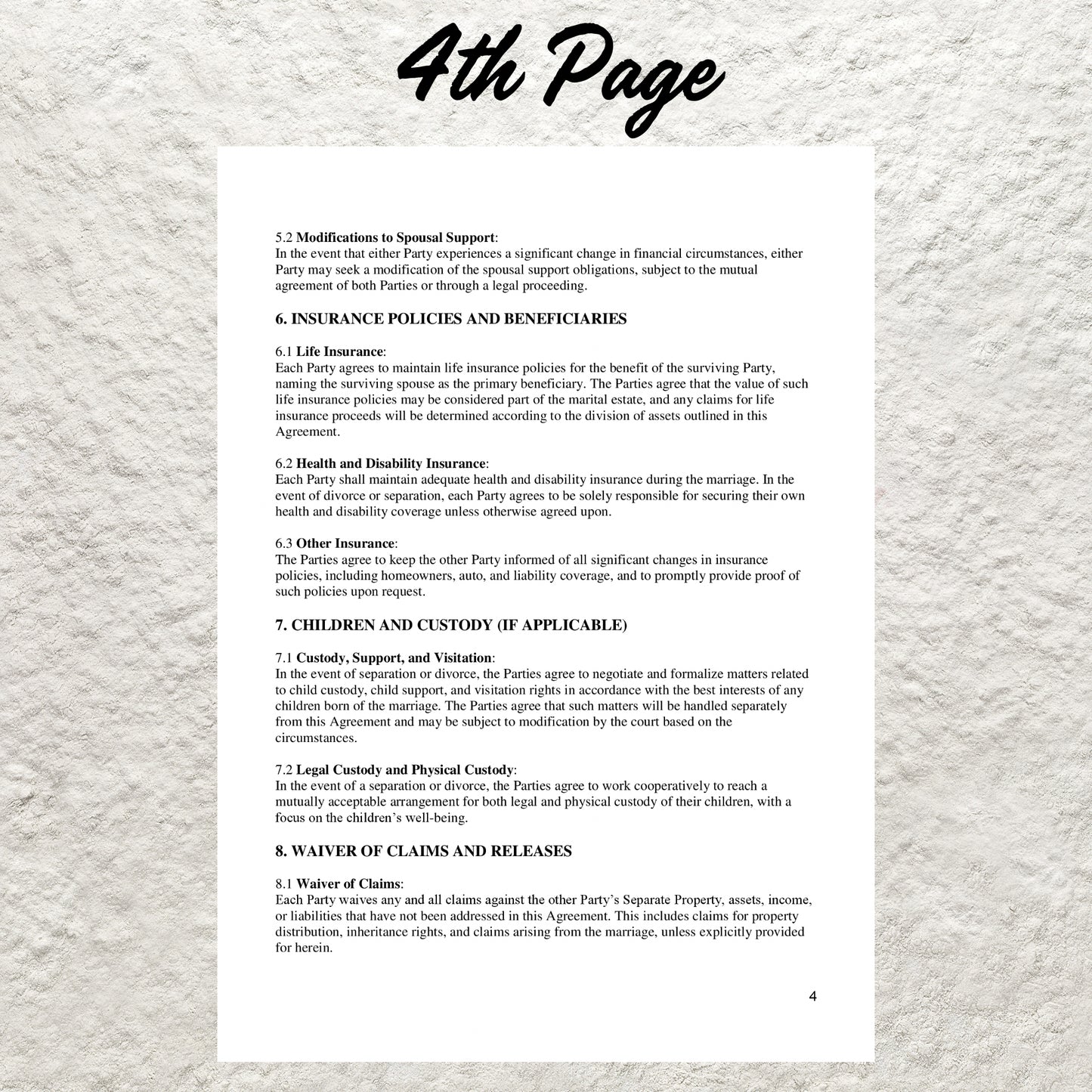 Postnuptial Agreement Template Editable Postnup Agreement Form Printable Postnuptial Contract Marital Asset Division Protection Agreement