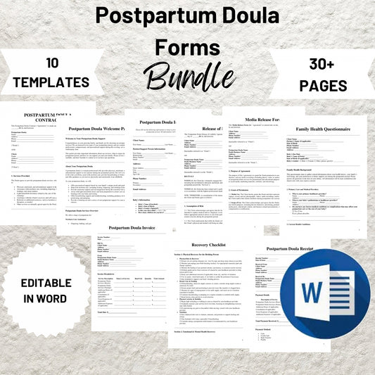 Postpartum Doula Forms Bundle Editable Postpartum Doula Contract Template Intake Form Printable Paperwork Bundle Doula Business Forms