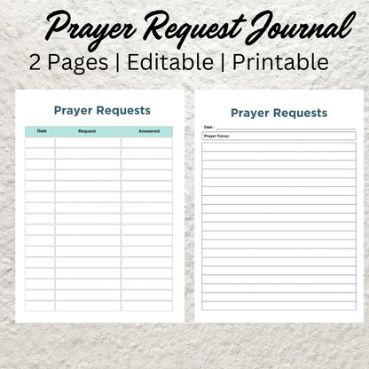 Prayer Request Journal Template Printable Prayer Tracker Prayer List Digital Planner Insert Editable Prayer Request Journal Faith Planner