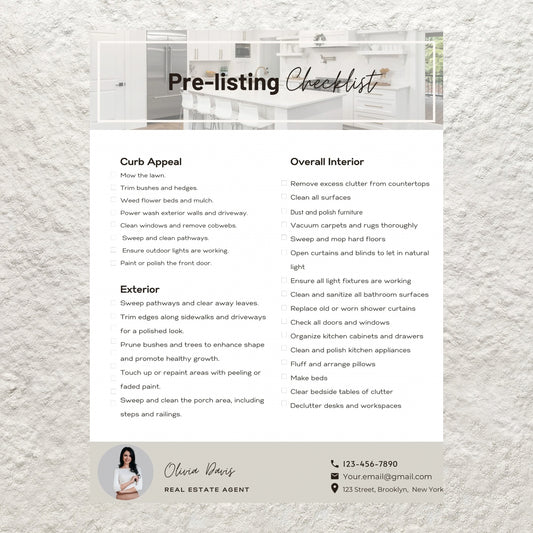 Pre-Listing Checklist Real Estate Pre Listing Canva Template Home Selling Seller Listing Checklist Printable Real Estate Realtor Templates