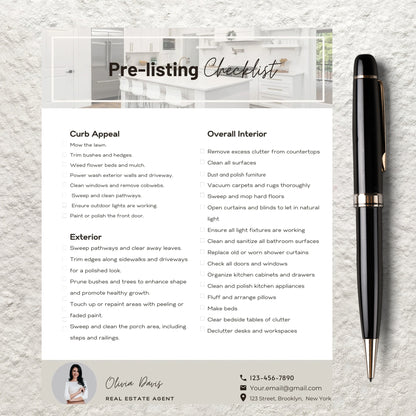 Pre-Listing Checklist Real Estate Pre Listing Canva Template Home Selling Seller Listing Checklist Printable Real Estate Realtor Templates