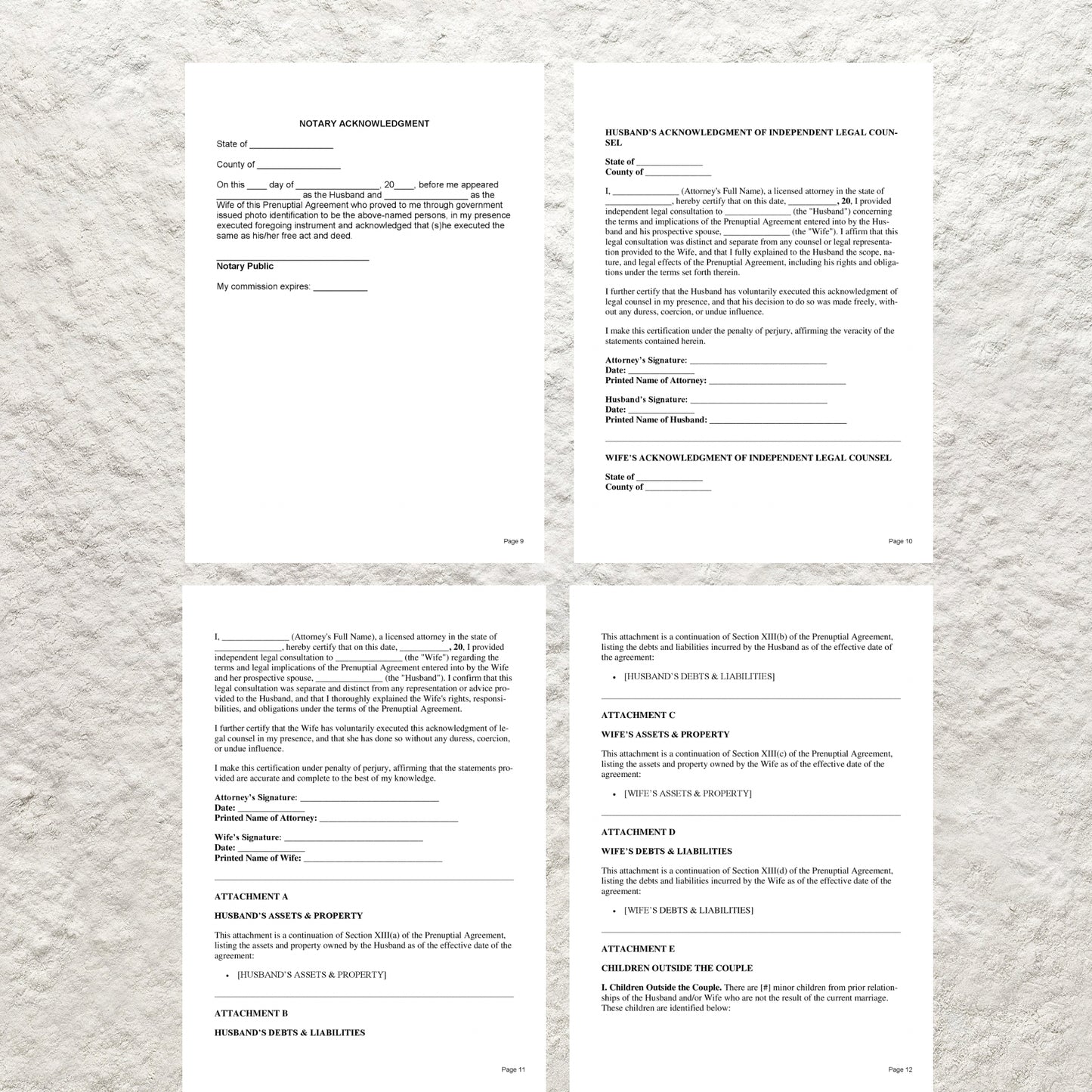 Prenuptial Agreement Template Editable Prenup Contract Printable Prenuptial Agreement Protect Your Assets & Future Premarital Agreement