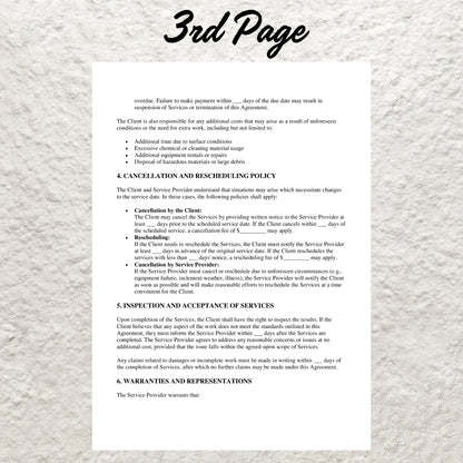 Pressure Washing Contract Template Editable Pressure Cleaning Agreement Printable Pressure Washing Business Forms Pressure Washing Agreement