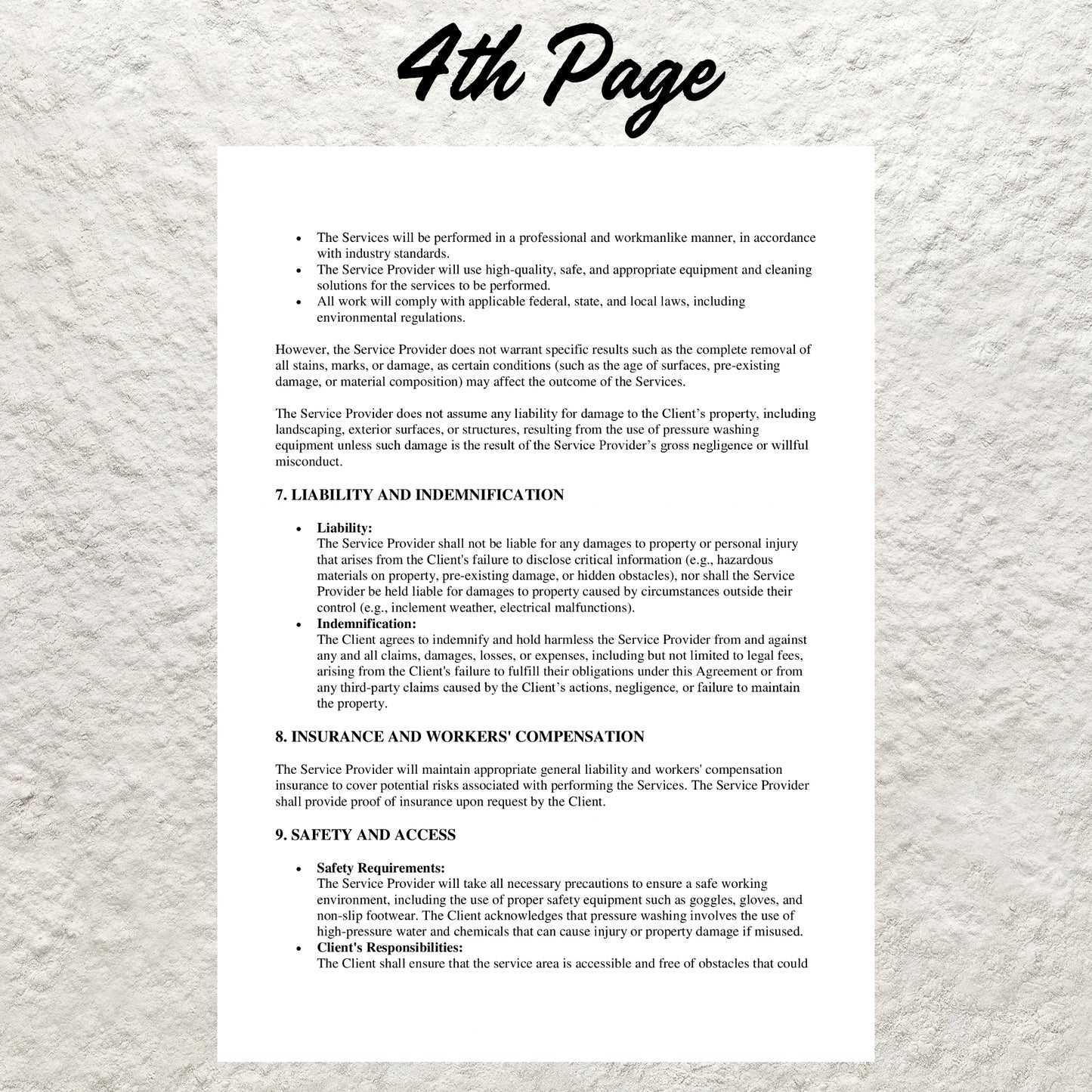 Pressure Washing Contract Template Editable Pressure Cleaning Agreement Printable Pressure Washing Business Forms Pressure Washing Agreement