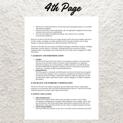 Pressure Washing Contract Template Editable Pressure Cleaning Agreement Printable Pressure Washing Business Forms Pressure Washing Agreement