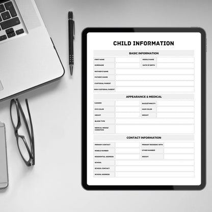 Printable Child Information Sheet Template Planner Daycare All About Me Childcare Information Form Emergency Contact Information Sheet