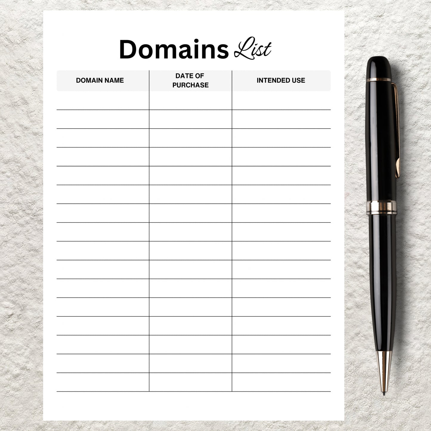 Printable Domain Name List Template Editable Domain Name Tracker Website List Tracking Sheet Website Project List Tracker Domain Flipping