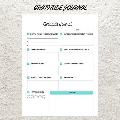 Printable Gratitude Journal Template Daily Weekly Monthly Gratitude Journal Mindfulness Log Self Care Wellness Tracker Digital Journal