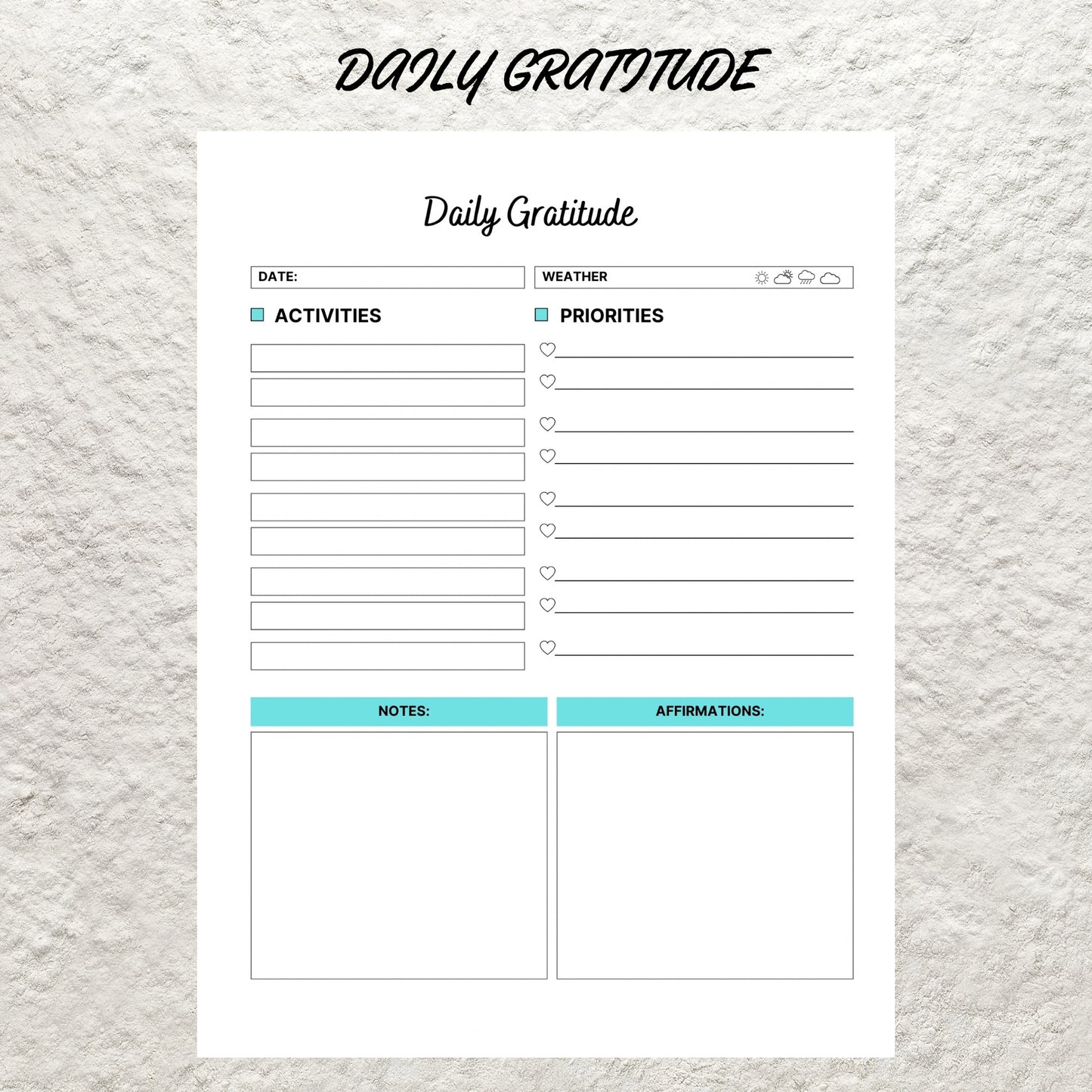 Printable Gratitude Journal Template Daily Weekly Monthly Gratitude Journal Mindfulness Log Self Care Wellness Tracker Digital Journal