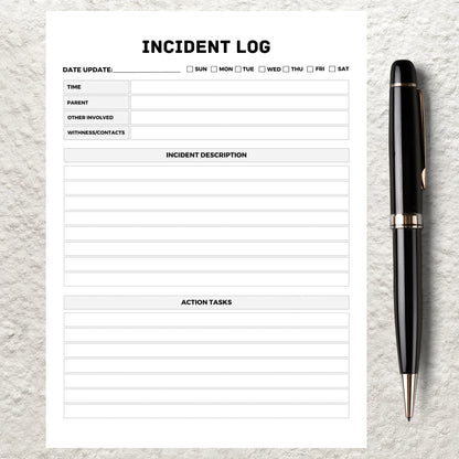 Printable Incident Report Form Template Editable Incident Log Sheet Accident Report Form Accident Log Sheet Incident Tracker Report Planner