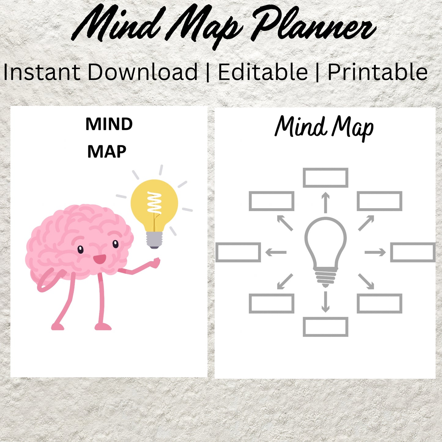 Printable Mind Map Planner Mind Map Template Study Guide Notes Brain Dump Brainstorming Action Plan Idea Map Concept Note Taking Diagram