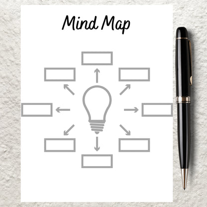 Printable Mind Map Planner Mind Map Template Study Guide Notes Brain Dump Brainstorming Action Plan Idea Map Concept Note Taking Diagram