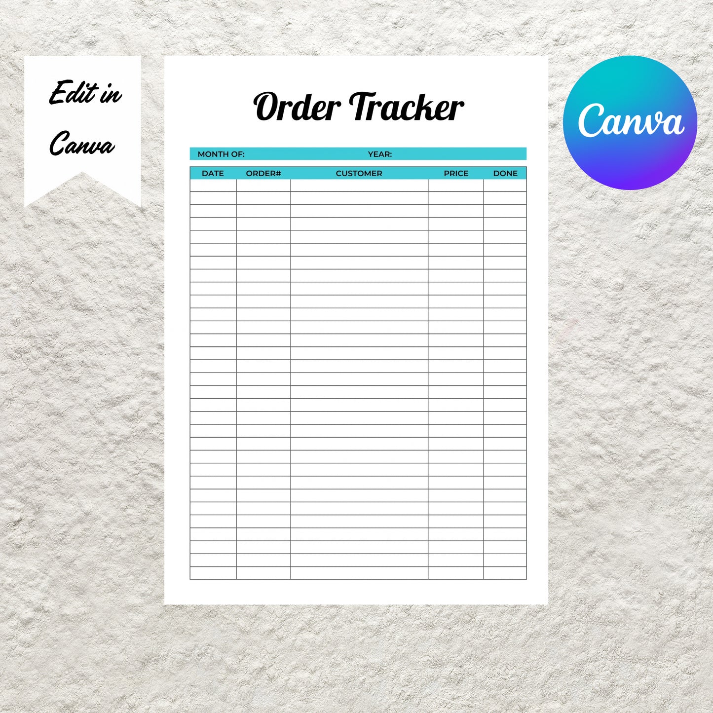 Printable Order Tracker Form Template Small Business Order Log Order Form Instant Digital  Download Order Purchase Sheet