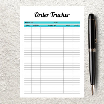 Printable Order Tracker Form Template Small Business Order Log Order Form Instant Digital  Download Order Purchase Sheet