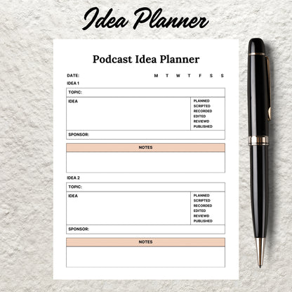 Printable Podcast Episode Planner Worksheet Template Podcast Content Plan Planner Checklist Instant Digital Download Podcast Notes