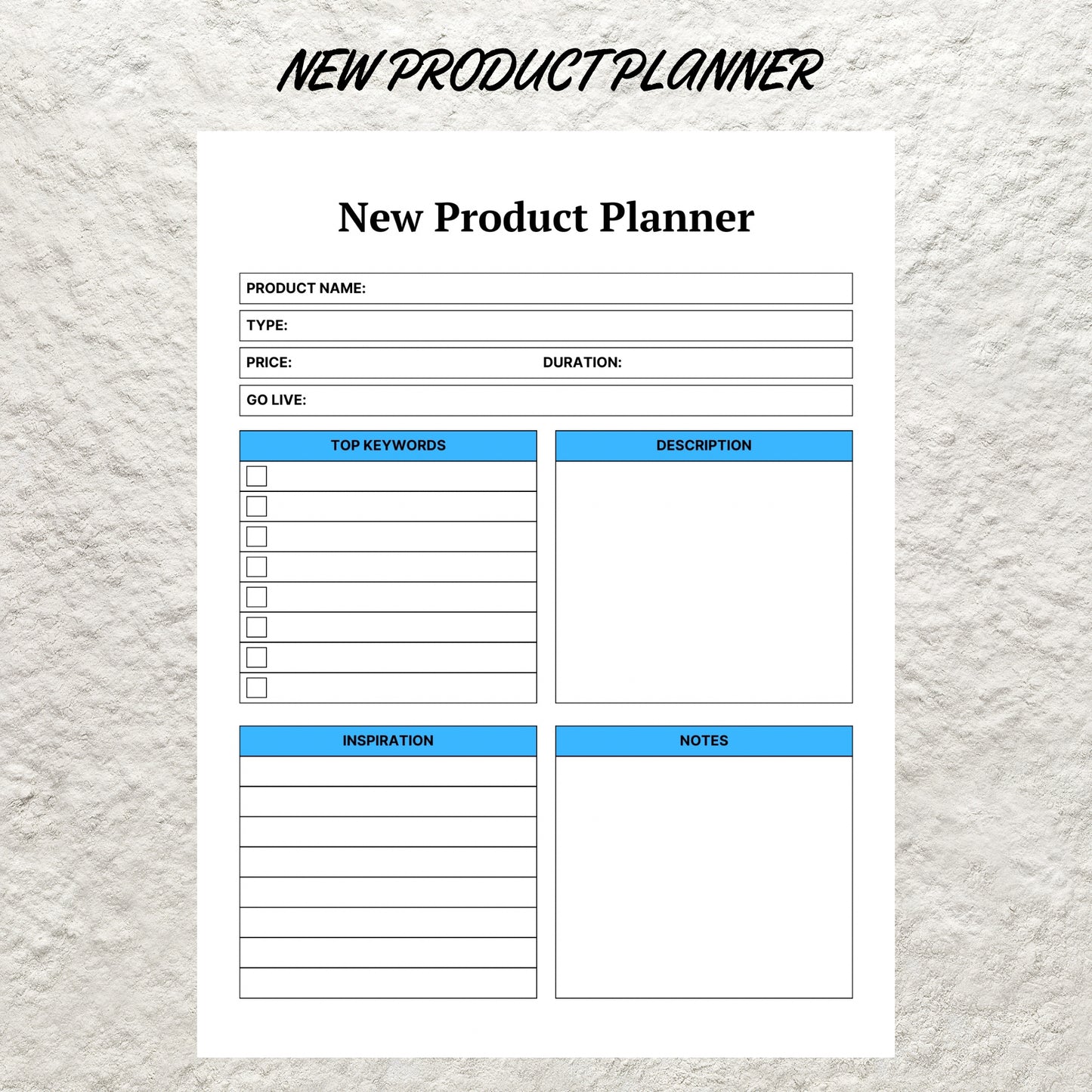 Product Planner Template Printable New Product Planner Product Launch Product Pricing Worksheet Digital Small Business Plan Planner