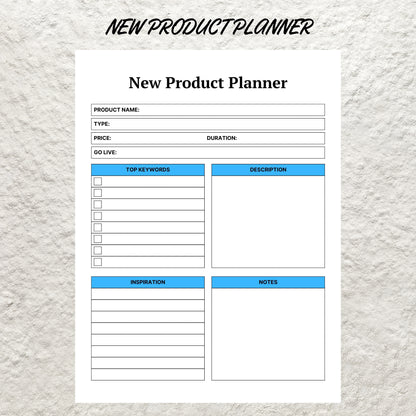 Product Planner Template Printable New Product Planner Product Launch Product Pricing Worksheet Digital Small Business Plan Planner