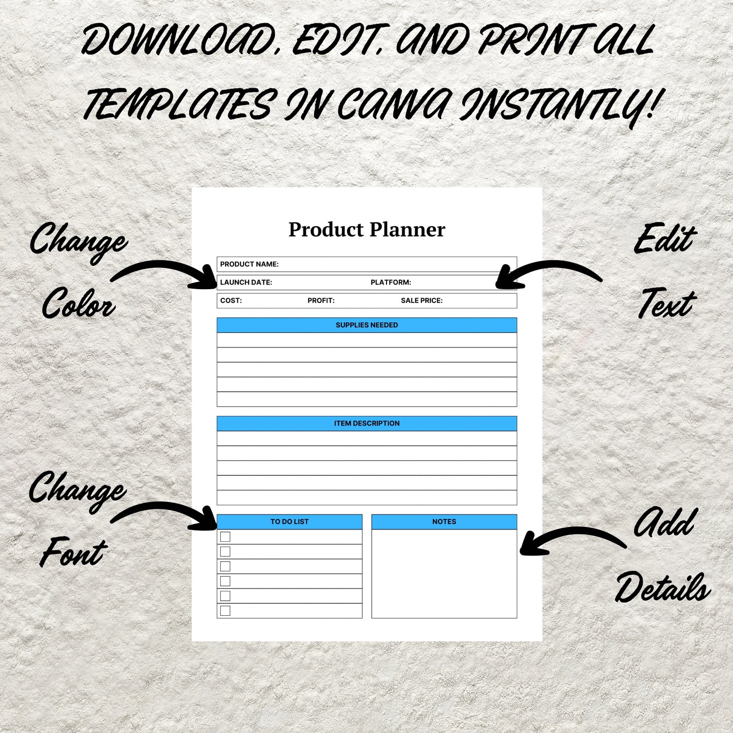 Product Planner Template Printable New Product Planner Product Launch Product Pricing Worksheet Digital Small Business Plan Planner