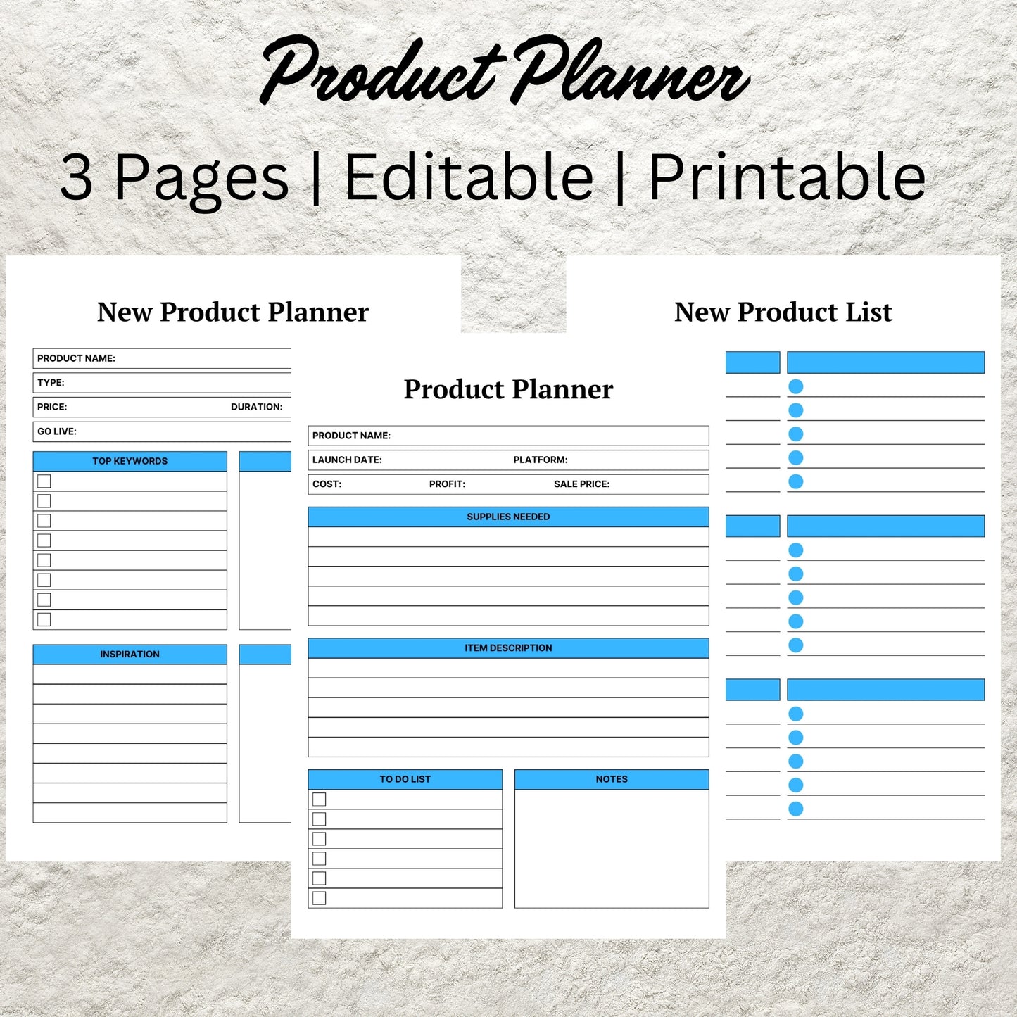 Product Planner Template Printable New Product Planner Product Launch Product Pricing Worksheet Digital Small Business Plan Planner