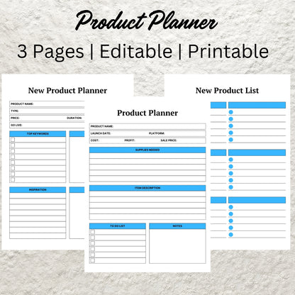 Product Planner Template Printable New Product Planner Product Launch Product Pricing Worksheet Digital Small Business Plan Planner