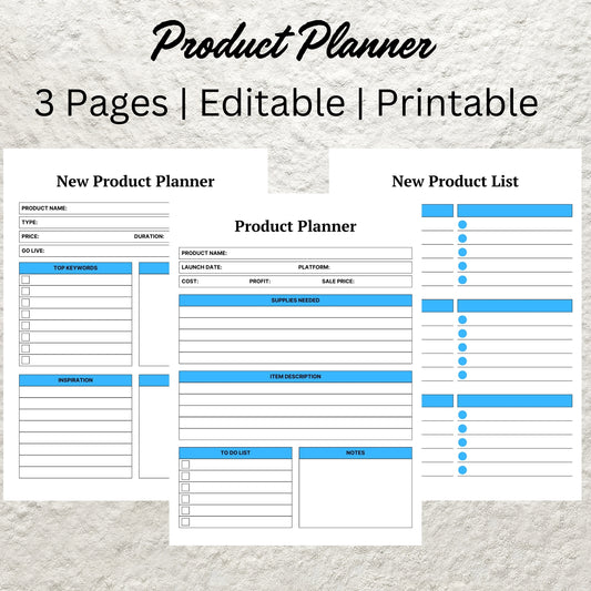 Product Planner Template Printable New Product Planner Product Launch Product Pricing Worksheet Digital Small Business Plan Planner