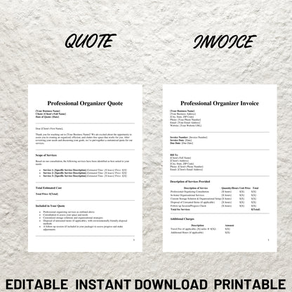 Professional Organizer Forms Bundle Editable Organizer Contract Template Printable Client Intake Form Organizer Service Agreement Form