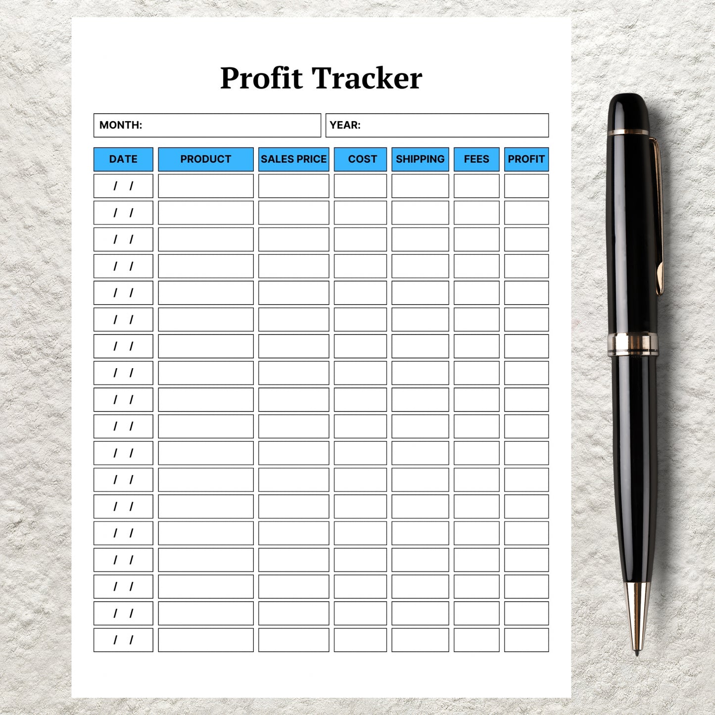 Profit Tacker Template Printable Business Profit Tracker Annual Profit Tracker Sales Profit Record Log Small Business Profit Calculator Plan