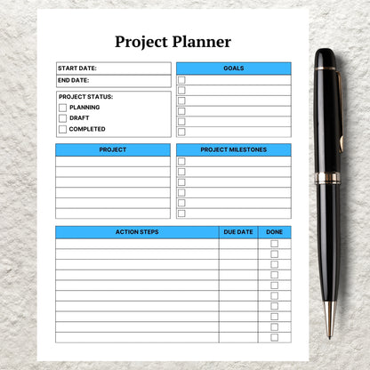 Project Planner Template Printable Productivity Planner Editable Task Tracker Goal Tracker Goal Setting Planner Project Management Planner