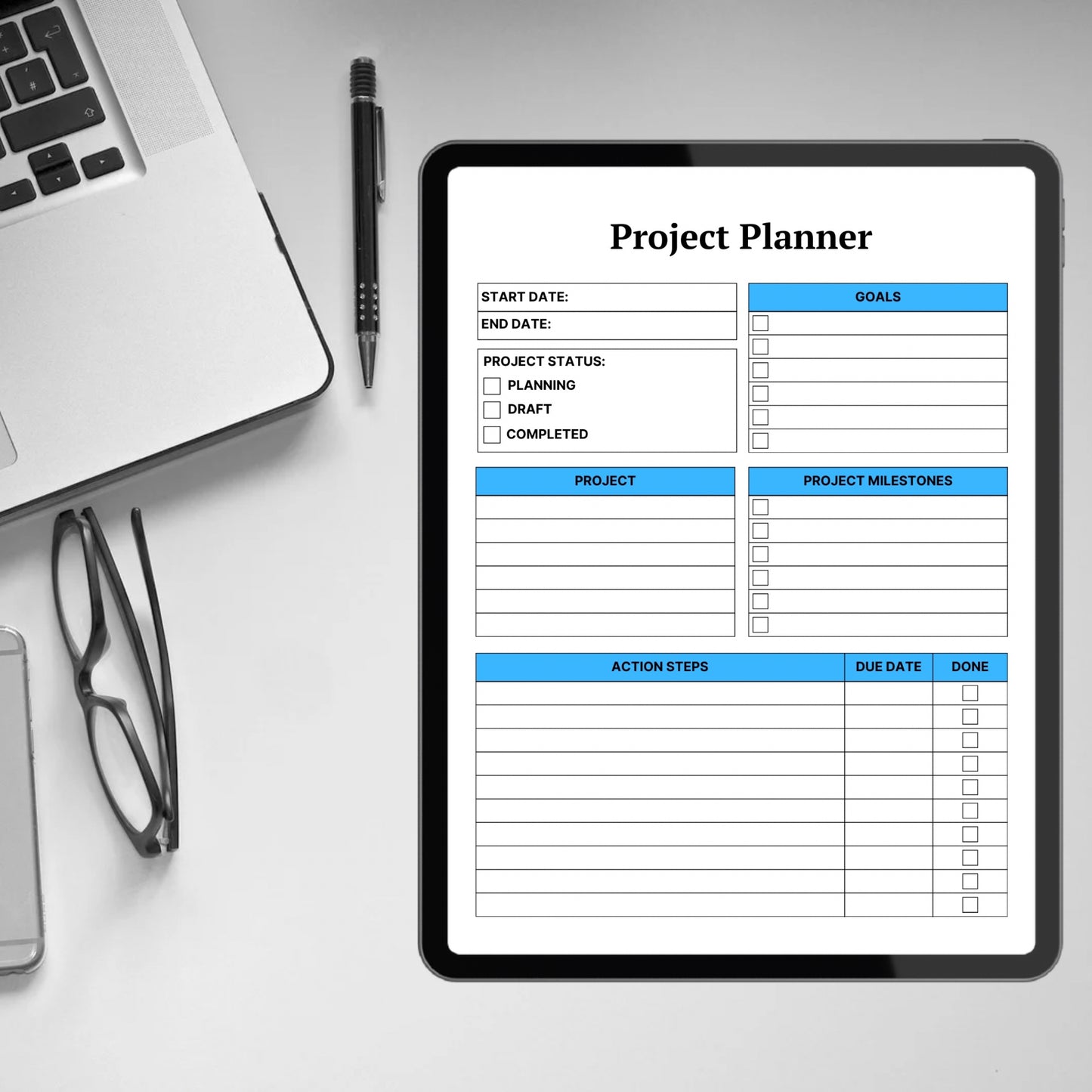 Project Planner Template Printable Productivity Planner Editable Task Tracker Goal Tracker Goal Setting Planner Project Management Planner