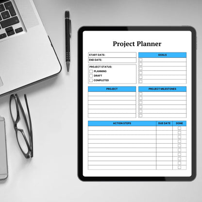 Project Planner Template Printable Productivity Planner Editable Task Tracker Goal Tracker Goal Setting Planner Project Management Planner