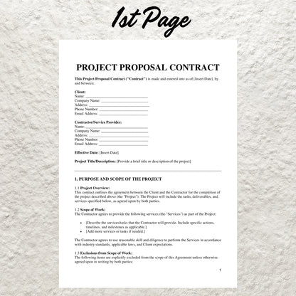 Project Proposal Template Editable Job Proposal Contract Form Printable Project Management Proposal Template Job Estimation Work Bid Form